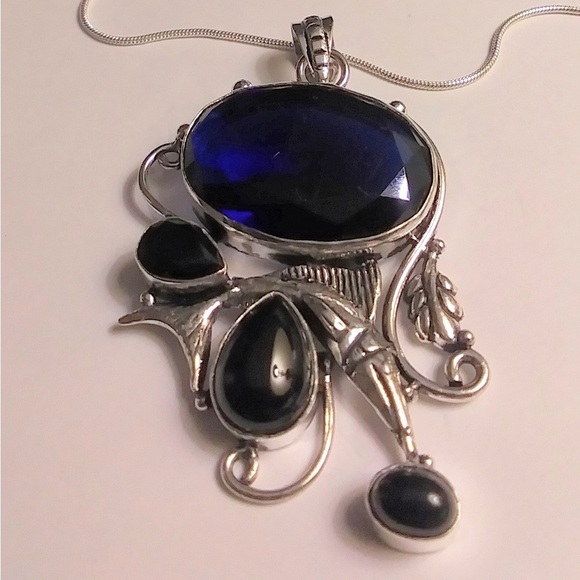 Tanzanite Black 925 Sterling Silver Necklace